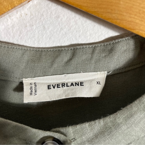 EVERLANE The Craft 100% Linen Short Sleeve Midi Dress in Sage Green - Picture 9 of 12